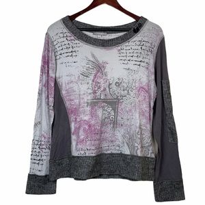 Cocomenthe Purple and Grey Sweater Accent Blouse